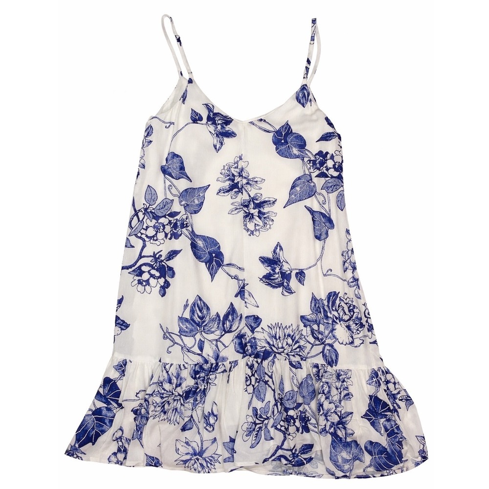Lulus Garden Bloom Blue Floral Ruffle Mini Dress Small - Picture 5 of 9
